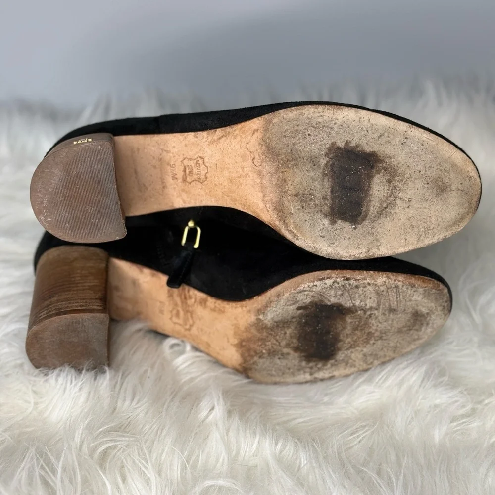 TORY BURCH Brooke Ankle Bootie Black Suede‎ Size 10 GUC